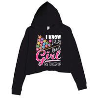 I Know I Play Like A Girl Funny 8Ball Pool Billiard Player Crop Fleece Hoodie