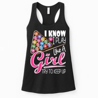I Know I Play Like A Girl Funny 8Ball Pool Billiard Player Womens Tank Top
