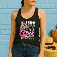 I Know I Play Like A Girl Funny 8Ball Pool Billiard Player Womens Tank Top