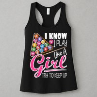 I Know I Play Like A Girl Funny 8Ball Pool Billiard Player Womens Tank Top