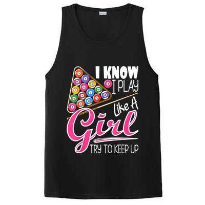 I Know I Play Like A Girl Funny 8Ball Pool Billiard Player PosiCharge Competitor Tank