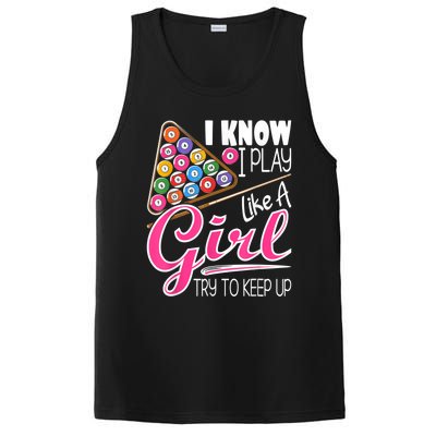 I Know I Play Like A Girl Funny 8Ball Pool Billiard Player PosiCharge Competitor Tank