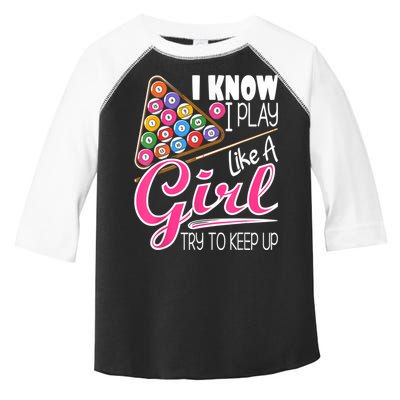 I Know I Play Like A Girl Funny 8Ball Pool Billiard Player Toddler Fine Jersey T-Shirt