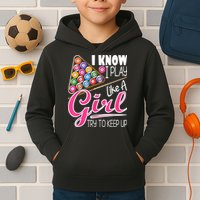 I Know I Play Like A Girl Funny 8Ball Pool Billiard Player Kids Hoodie
