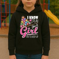 I Know I Play Like A Girl Funny 8Ball Pool Billiard Player Kids Hoodie