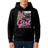 I Know I Play Like A Girl Funny 8Ball Pool Billiard Player Kids Hoodie