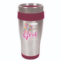 I Know I Play Like A Girl Funny 8Ball Pool Billiard Player 16oz Travel Tumbler
