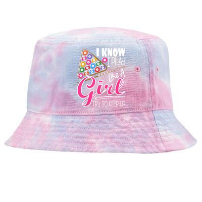 I Know I Play Like A Girl Funny 8Ball Pool Billiard Player Tie-Dyed Bucket Hat