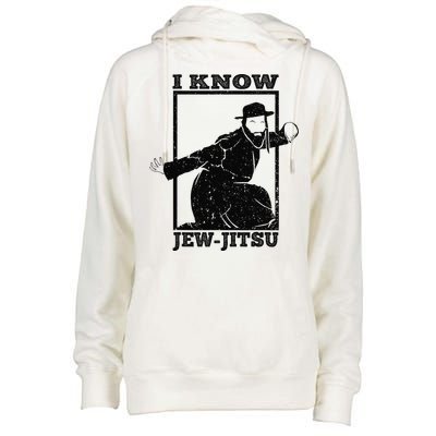 I Know Jew Jitsu Funny Jiu Jitsu Pun Jewish Martial Art Womens Funnel Neck Pullover Hood