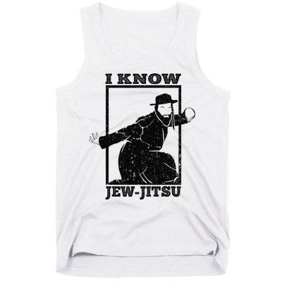I Know Jew Jitsu Funny Jiu Jitsu Pun Jewish Martial Art Tank Top