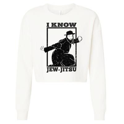 I Know Jew Jitsu Funny Jiu Jitsu Pun Jewish Martial Art Cropped Pullover Crew