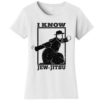 I Know Jew Jitsu Funny Jiu Jitsu Pun Jewish Martial Art Women's T-Shirt