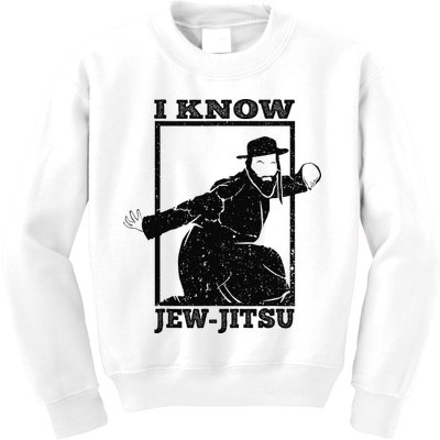 I Know Jew Jitsu Funny Jiu Jitsu Pun Jewish Martial Art Kids Sweatshirt