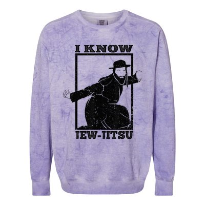 I Know Jew Jitsu Funny Jiu Jitsu Pun Jewish Martial Art Colorblast Crewneck Sweatshirt