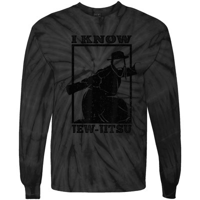 I Know Jew Jitsu Funny Jiu Jitsu Pun Jewish Martial Art Tie-Dye Long Sleeve Shirt