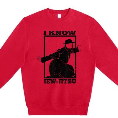 I Know Jew Jitsu Funny Jiu Jitsu Pun Jewish Martial Art Premium Crewneck Sweatshirt