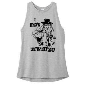 I Know Jew Jitsu Funny Gift Jews Rabbi Ladies PosiCharge Tri-Blend Wicking Tank