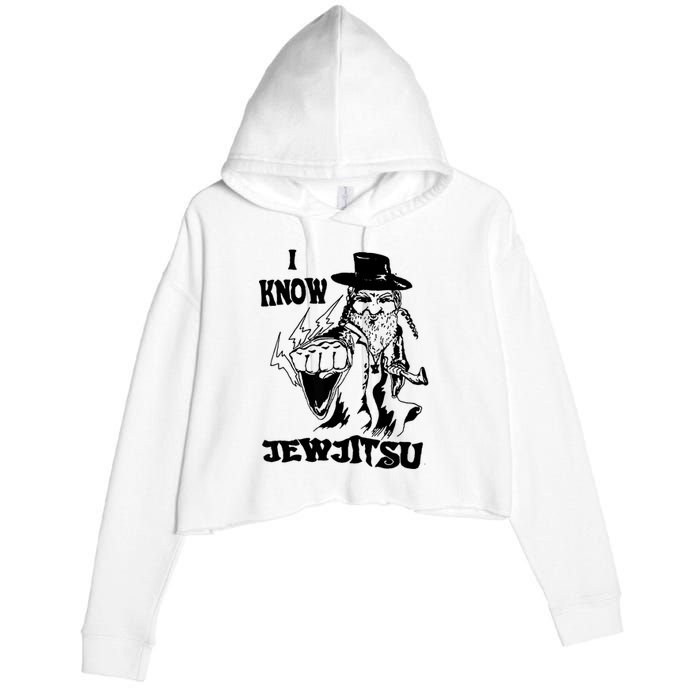 I Know Jew Jitsu Funny Gift Jews Rabbi Crop Fleece Hoodie