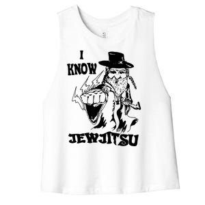 I Know Jew Jitsu Funny Gift Jews Rabbi Women's Racerback Cropped Tank