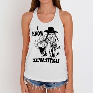 I Know Jew Jitsu Funny Gift Jews Rabbi Women's Knotted Racerback Tank