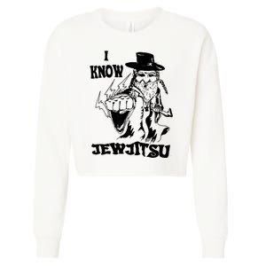 I Know Jew Jitsu Funny Gift Jews Rabbi Cropped Pullover Crew