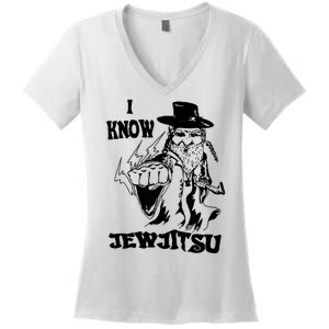 I Know Jew Jitsu Funny Gift Jews Rabbi Women's V-Neck T-Shirt