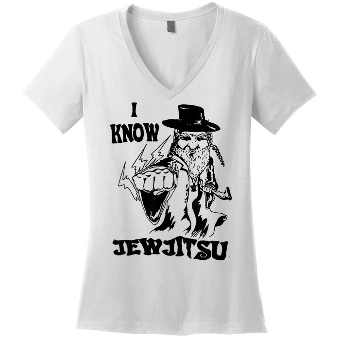 I Know Jew Jitsu Funny Gift Jews Rabbi Women's V-Neck T-Shirt