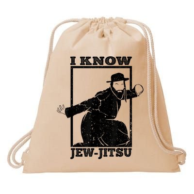 I Know Jew Jitsu Funny Jiu Jitsu Pun Jewish Martial Art Drawstring Bag