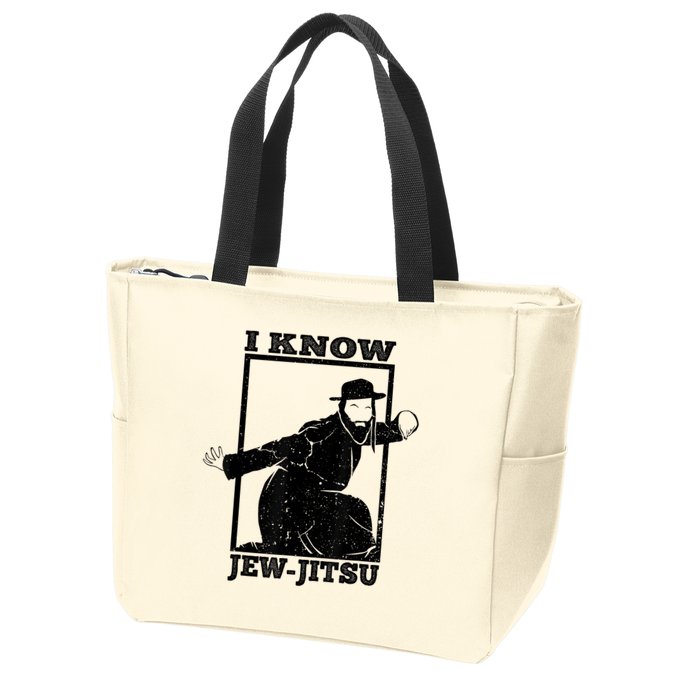 I Know Jew Jitsu Funny Jiu Jitsu Pun Jewish Martial Art Zip Tote Bag