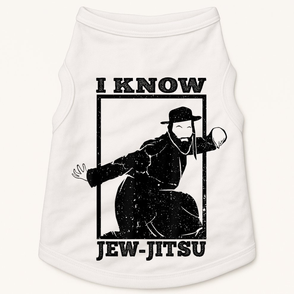 I Know Jew Jitsu Funny Jiu Jitsu Pun Jewish Martial Art Doggie Tank