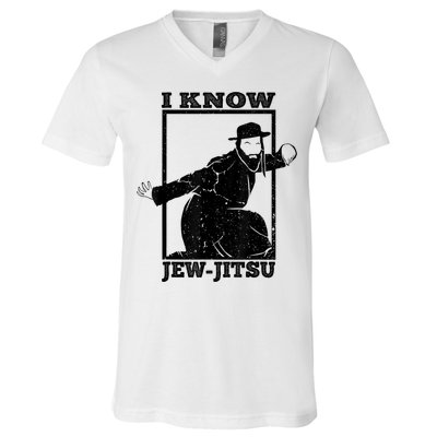 I Know Jew Jitsu Funny Jiu Jitsu Pun Jewish Martial Art V-Neck T-Shirt