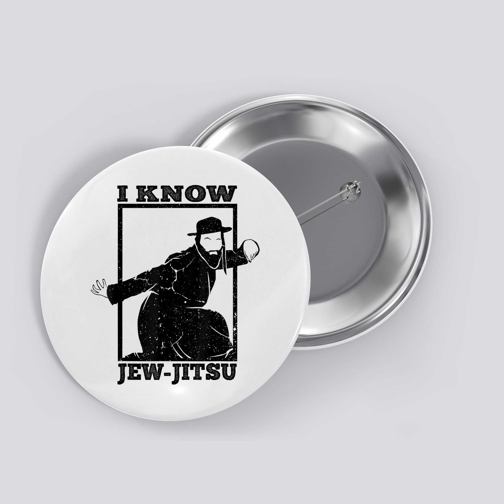 I Know Jew Jitsu Funny Jiu Jitsu Pun Jewish Martial Art Button