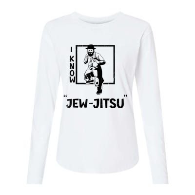 I Know Jew Jitsu I Know Jewjitsu Funny Jewish Jiu Jitsu MMA Womens Cotton Relaxed Long Sleeve T-Shirt