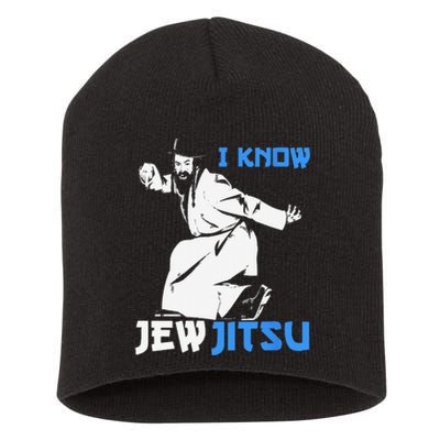 i know jew jitsu Short Acrylic Beanie