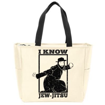 I Know Jew Jitsu Funny Jiu Jitsu Pun Jewish Martial Art Zip Tote Bag
