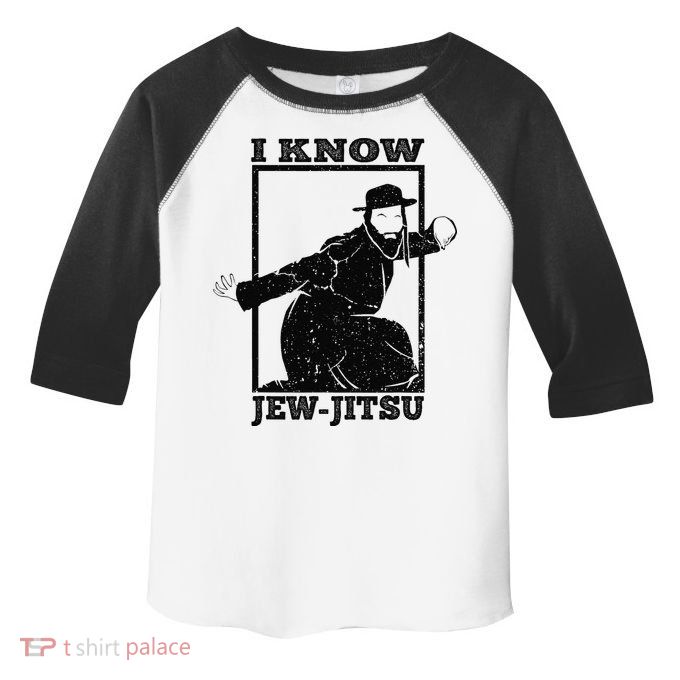 I Know Jew Jitsu Funny Jiu Jitsu Pun Jewish Martial Art Toddler Fine Jersey T-Shirt