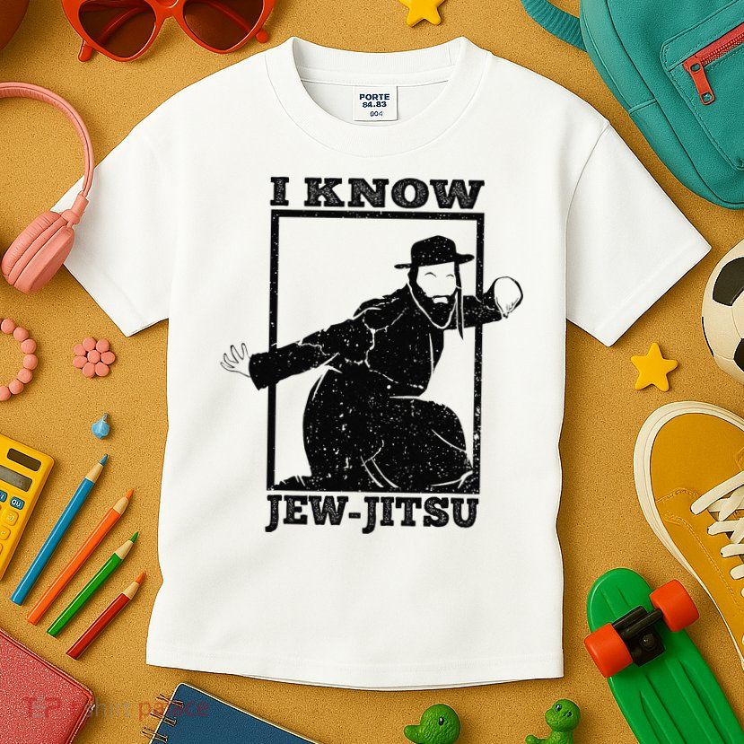 I Know Jew Jitsu Funny Jiu Jitsu Pun Jewish Martial Art Kids T-Shirt