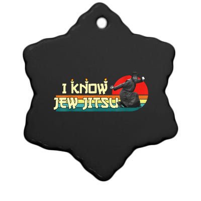 I Know Jew Jitsu Funny Vintage Retro Martial Arts Ceramic Star Ornament