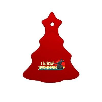 I Know Jew Jitsu Funny Vintage Retro Martial Arts Ceramic Tree Ornament