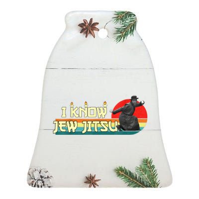 I Know Jew Jitsu Funny Vintage Retro Martial Arts Ceramic Bell Ornament