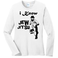 i know jew jitsu Rabbi Horah Dance Jiu Jitsu Jewish man Ladies Long Sleeve Shirt