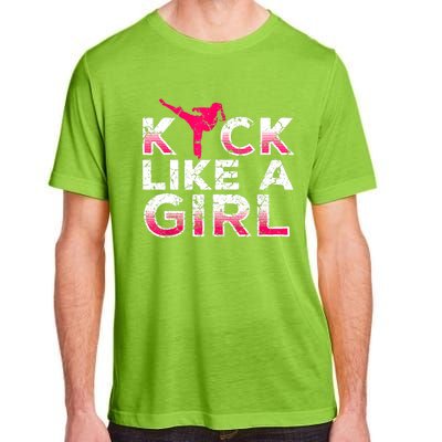 I Kick Like A Girl Gift Funny Karate Kickboxing Girl Gift Adult ChromaSoft Performance T-Shirt