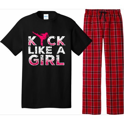 I Kick Like A Girl Gift Funny Karate Kickboxing Girl Gift Pajama Set