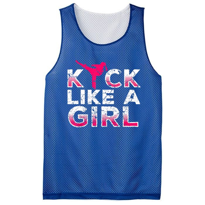 I Kick Like A Girl Gift Funny Karate Kickboxing Girl Gift Mesh Reversible Basketball Jersey Tank