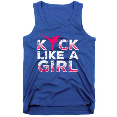 I Kick Like A Girl Gift Funny Karate Kickboxing Girl Gift Tank Top