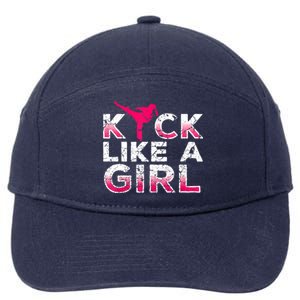 I Kick Like A Girl Gift Funny Karate Kickboxing Girl Gift 7-Panel Snapback Hat