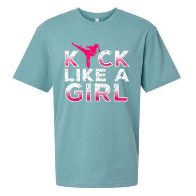 I Kick Like A Girl Gift Funny Karate Kickboxing Girl Gift Sueded Cloud Jersey T-Shirt