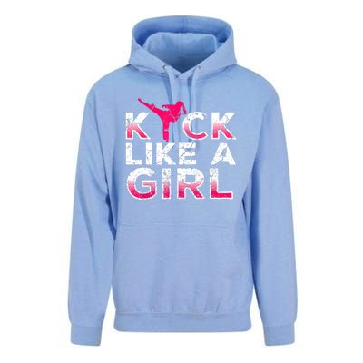 I Kick Like A Girl Gift Funny Karate Kickboxing Girl Gift Unisex Surf Hoodie