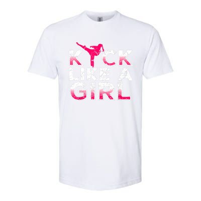 I Kick Like A Girl Gift Funny Karate Kickboxing Girl Gift Softstyle CVC T-Shirt