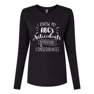 I Know My ABC's Behavior Analyst Therapist Psychologist Womens Cotton Relaxed Long Sleeve T-Shirt